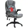 Image de Homcom - Fauteuil De Bureau Direction Massant Chauffant Hauteur Réglable Dossier Inclinable Toile De Lin Gris Chiné