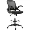 Image de Homcom - Fauteuil De Bureau Assise Haute Réglable - Dim. 64l X 60l X 106-126h Cm - Pivotant 360° - Maille Respirante - Noir