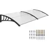 Image de Outsunny Auvent de porte d'entrée, toit marquise de porte exterieur en polycarbonate et aluminium résistante toit abri protection contre la pluie et UV pour terrasse, balcon, 195 x 75 cm, transparent