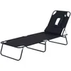 Image de Outsunny   Transat Pliable Inclinable 4 Positions   3 Coussins Amovibles   Acier Époxy Anticorrosion   Toile Oxford 300d X 600d   Noir