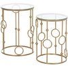 Image de HOMCOM Tables gigognes Lot de 2 Tables Basses Rondes Design Style Art déco Ø 41 et Ø 36 cm métal doré Verre trempé 5 mm