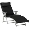 Image de Outsunny - Bain De Soleil Pliable Transat Inclinable 7 Positions Chaise Longue Grand Confort Avec Matelas + Accoudoirs Métal Époxy Textilène Polyester Noir