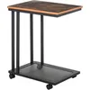 Image de Homcom   Table Basse Vintage Industrielle   Table D'Appoint Mobile Avec Roulettes   Structure Acier Et Mdf   2 Niveaux De Rangement