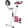 Image de HOMCOM Vélo d'appartement pliable vélo de fitness vélo d'intérieur 8 niveaux de résistance magnétique avec dossier selle réglable écran LCD multifonction capteur fréquence cardiaque rose