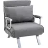 Image de HOMCOM Fauteuil chauffeuse canapé-lit Convertible 1 Place déhoussable Grand Confort Coussin Pieds accoudoirs métal Lin Gris Clair