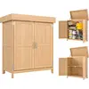 Image de Outsunny Armoire de Jardin sur Pied Double Porte étagère et Toit bitumé relevable dim. 74L x 43l x 88H cm Bois Massif de Sapin