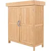 Image de Outsunny - Armoire De Jardin Sur Pied Double Porte Étagère Et Toit Bitumé Relevable Dim. 74l X 43l X 88h Cm Bois Sapin