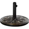 Image de Outsunny Pied de parasol rond base de lestage ? 48 x 34H cm ciment HDPE motif fleurs de lys poids net 13 Kg noir dor  