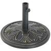 Image de Outsunny   Pied De Parasol Base Lestage Hdpe Ciment Motif Fleurs De Lys Noir Doré   Ø 48x34cm   Cannulation Pour Parasols Ø 35/38/48mm   Poids 13kg