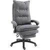 Image de Homcom - Fauteuil De Bureau Direction Massant Hauteur Réglable Dossier Inclinable Repose-pied Intégré Toile De Lin Gris Chiné