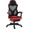 Image de Vinsetto Chaise de bureau fauteuil gaming hauteur réglable dossier roulettes pivotantes repose-pied tissu en maille 58L x 63l x 112-122H cm rouge noir