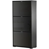 Image de Homcom - Meuble À Chaussures 3 Portes Abattantes 3 Compartiments Mdf Noir Laqué