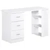 Image de HOMCOM Bureau avec rangement, table informatique 120 x 50 cm, bureau d'ordinateur avec étagères et tiroirs, pour petits espaces, chambre à coucher, blanc