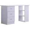 Image de Homcom - Bureau Informatique Table Multi-fonctions 3 Tiroirs 2 Étagères Dim. 120l X 49l X 72h Cm Mdf Blanc