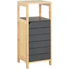 Image de HOMCOM Meubles de Salle de Bain sur Pied Armoire de Rangement Colonne Gain de place avec Porte et tiroir en Bois et Bambou 32L x 30l x 80H cm