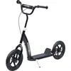 Image de HOMCOM Trottinette enfant patinette pneus 30 cm Hauteur Guidon réglable poignée Frein et béquille Acier pour enfants à partir de 5 ans Noir