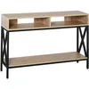 Image de Table Console Table D'Entrée Industriel Multi-rangements 120 X 23,5 X 75 Cm Bois Chêne