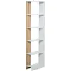 Image de Homcom   Bibliothèque Moderne 5 Compartiments Ouverts   Panneaux De Particules Classe E1   Dimensions 45x21x170 Cm   Couleur Blanc Chêne