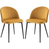 Image de HOMCOM Lot de 2 chaises salle à manger chaise de cuisine scandinave chaise en velours rembourrée avec pieds effilés en métal, pour salon, salle à manger, jaune