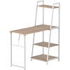 Image de HOMCOM Bureau Pliable Rabattable - Bureau bibliothèque 2 en 1-4 étagères - Imitation Bois chêne Clair métal Blanc