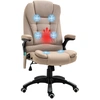 Image de Vinsetto Fauteuil de bureau massant et chauffant, chaise de bureau, chaise ergonomique avec hauteur réglable, dossier inclinable et télécommande filaire, pivotant à 360° tissu en polyester beige