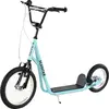 Image de HOMCOM Trottinette patinette Grandes Roues pneumatiques Ø 40 et 30 cm Hauteur Guidon réglable Frein AV/AR béquille Acier Bleu Ciel Noir