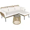Image de Outsunny Salon de jardin extrieur d'angle moduable 4 places en rsine tresse canap de jardin extrieur avec table basse coussins grand confort inclus crme