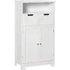 Image de kleankin Meuble de salle de bain, meuble de rangement avec 2 tiroirs, niche, placard avec porte, étagère réglable, armoire de salle de bain, cuisine, salon, 60 x 30 x 109 cm, blanc