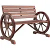 Image de Outsunny Banc de Jardin banc 3 places banc en bois Style Rustique Chic accoudoirs Roues Charette Bois Sapin trait   carbonisation