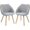 Image de HOMCOM Lot de 2 Chaises de Salle à Manger Design scandinave - Pieds effilés Bois hêtre - Assise Dossier accoudoirs ergonomiques Lin Gris