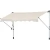 Image de Outsunny Store banne Manuel rtractable 4L x 1,2l m Auvent Tlscopique sans Per?age Inclinaison et Hauteur rglable Installation Rapide mtal alu Polyester Anti-UV kaki
