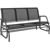 Image de Outsunny Banc Bascule de Jardin 3 Places Design Contemporain Grand Confort accoudoirs Assise et Dossier Ergonomique Acier textilne Noir