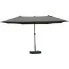 Image de Outsunny Parasol de jardin exterieur parasol double rectangulaire 4,6L x 2,7l x 2,4H m avec ouverture fermeture manivelle, sacs de lestage et base inclus, pour balcon, piscine, gris