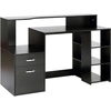 Image de HOMCOM Bureau informatique avec 2 tiroirs, bureau avec rangement, 137 x 55 x 92 cm, étagères ouvertes et tablette d'imprimante, style moderne, table d'ordinateur pour chambre, studio, noir