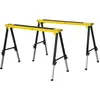 Image de DURHAND Lot de 2 tréteaux pliables télescopiques réglable en hauteur poignée transport dim. 100L x 60l x 62-90H cm surface antidérapante métal noir jaune