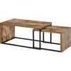 Image de HOMCOM Lot de 2 Tables Basses gigognes Design Industriel encastrable dim. Grande Table 90L x 48l x 42H cm métal Noir Aspect Vieux Bois