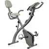Image de HOMCOM Vélo d'appartement pliable, vélo d'exercice, home traîner pour adultes, 8 niveaux de résistance magnétique, capteurs pouls main, écran LCD multifonction, selle réglable, acier, gris, argenté