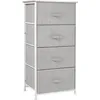 Image de Chiffonnier Meuble De Rangement Dim. 45l X 30l X 92h Cm 4 Tiroirs Non-tissés Gris Structure Métal Blanc Plateau Mdf Bois Clair