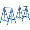 Image de Lot de 2 tréteaux pliables télescopiques hauteur réglable 80-130 cm bleu