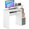 Image de HOMCOM Bureau Informatique multimédia étagères Tablette Clavier Panier Gris Panneaux Particules Blanc