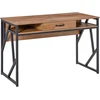 Image de HOMCOM Bureau Style Industriel dim. 120L x 60l x 76H cm tiroir + 2 niches piètement métal Noir Plateau Aspect Bois Noyer