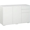 Image de HOMCOM Buffet meuble de rangement 2 tiroirs coulissants 3 portes étagère réglable panneaux de particules 117 x 36 x 74 cm blanc