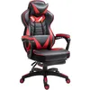 Image de Vinsetto Fauteuil De Bureau Gamer Style Baquet Racing - Pivotant, Inclinable - Coussin Lombaire, Tétière, Repose-pieds Inclus - Revêtement Synthétique Rouge Noir