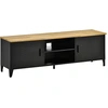Image de HOMCOM Meuble TV Banc TV pour téléviseurs de 55'' avec 2 Placards Pieds Réglables Cadre métalique noir Plateau en Bois Naturel 150 x 40 x 50 cm
