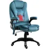 Image de Vinsetto Fauteuil de bureau massant et chauffant fauteuil bureau confortable hauteur réglable dossier inclinable en toile de flanelle bleu