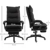 Image de Vinsetto Fauteuil de bureau massant fauteuil bureau ergonomique hauteur réglable dossier inclinable repose-pied intégré toile de lin noir