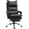 Image de Vinsetto Fauteuil de bureau, chaise bureau ergonomique en similicuir avec large assise rembourrée, dossier inclinable, hauteur réglable, accoudoirs et repose-pied intégrés, charge 135 Kg, noir