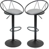 Image de HOMCOM Lot de 2 tabourets de Bar Design néo-rétro réglable pivotant avec Repose-Pied métal Noir Lin Gris
