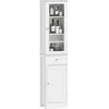 Image de kleankin Meuble Colonne de Salle de Bain Placard Porte Acrylique 2 étagères Placard Porte 1 étagère tiroir MDF Blanc