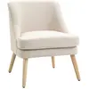 Image de HOMCOM Fauteuil Scandinave Fauteuil salon confortable Fauteuil pour chambre Pieds en Bois Massif revêtement Tissu Lin beige